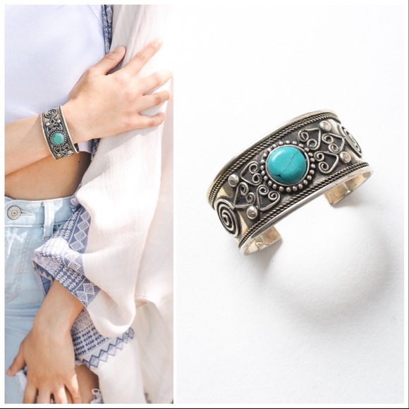 Bohemia Turquoise Stone Bangle Bracelet - Picture 2 of 8